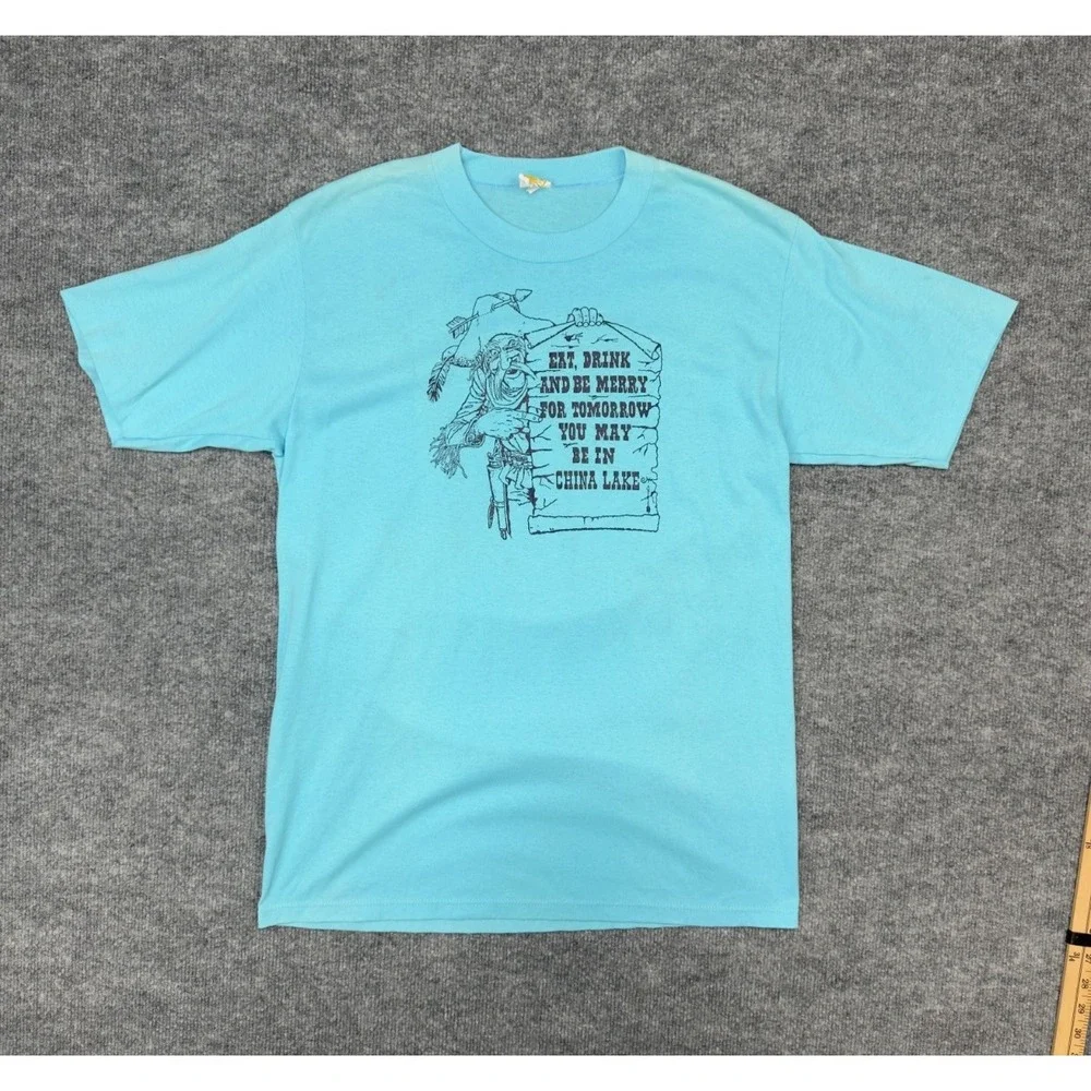 Vintage 80s Velva Sheen China Lake‎ Graphic T-Shirt XL USA Single Stitch